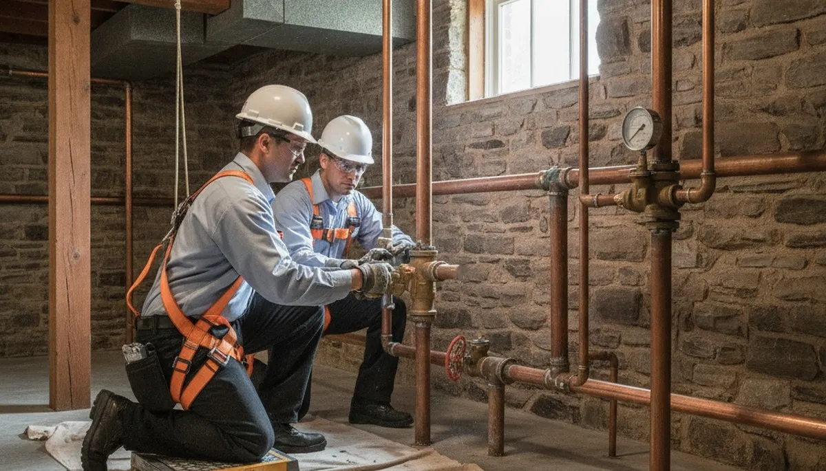 Plumber repairing pipe in Royal Oak, MI for local plumbing service