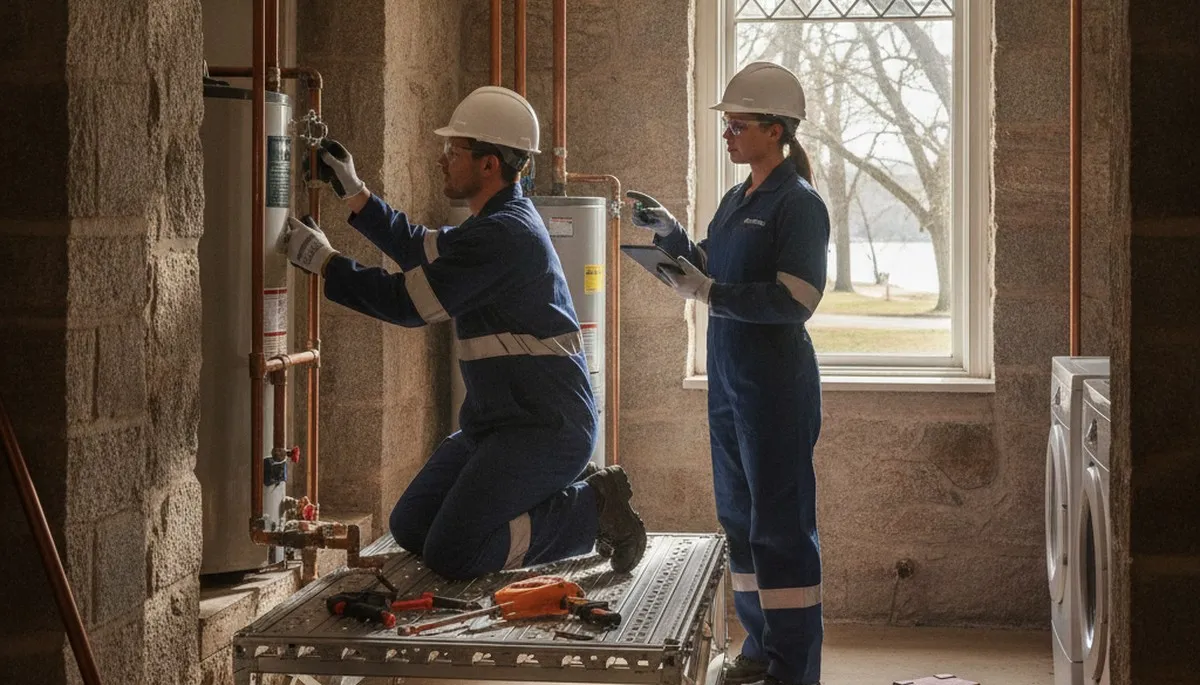 Plumber repairing a pipe in Royal Oak, MI for fast residential plumbing service