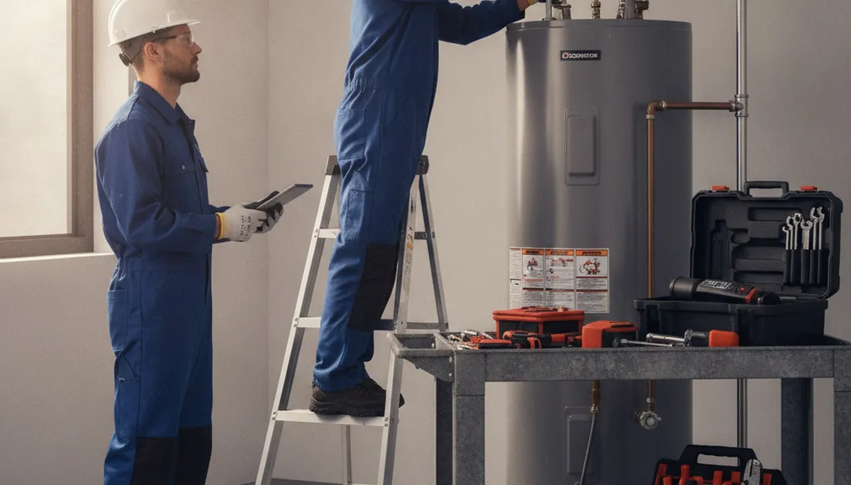 Royal Oak, MI plumber repairing a water heater for fast same-day home service